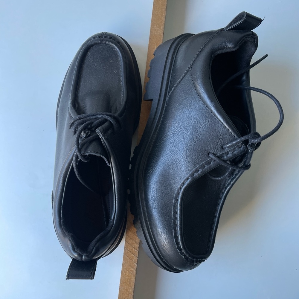 Zara Black Leather Derby Shoes
